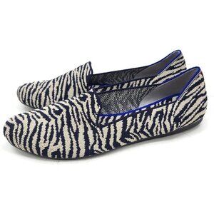 New Rothy's The Loafer Zebra Womens 10.5 Flats Shoes Navy Blue